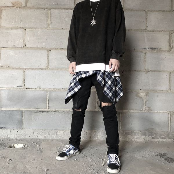 

over size mens designer tshirts solid color long sleeve mens crew neck tshirts males casual clothing, White;black