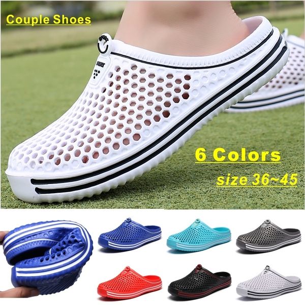 

summer hollow-out breathable slippers beach shoes slippers for couples outdoor/indoor sandals, Black