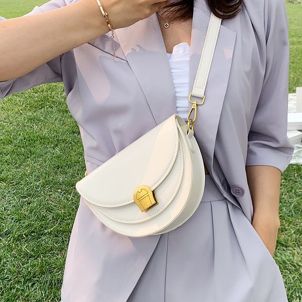 

2020 fashion mini pu leather saddle bag for women crossbody bags female shoulder handbags female solid color cross body bag