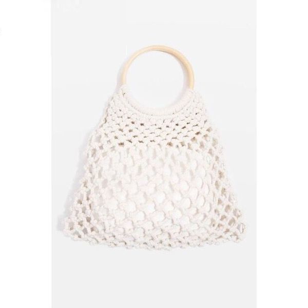 

2019 summer fashion knitted cotton beach bags handbags women round-ring handle tote bag handbag female casual small travel hand bag bolsa