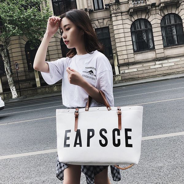 

big bag 2019 new short travel bag fashion women's canvas handbag one-shoulder slash