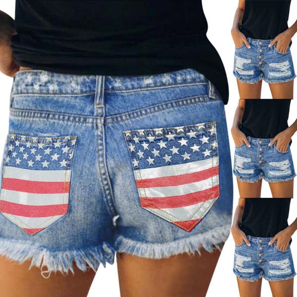 

women jeans fashion high waist denim shorts blue tassel hole button ripped packet casual pantalones vaqueros mujer wholesale z4