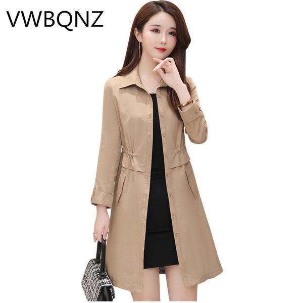 

high-end fashion brand women trench coat slim elegant ladies long coats large size spring autumn windbreaker casual l-5xl, Tan;black