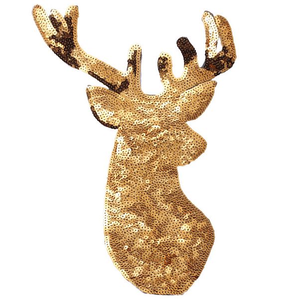 

embroidery sequined deer patches for jackets,embroidered sequins badges appliques for jeans,animal patches for clothing a134, Black