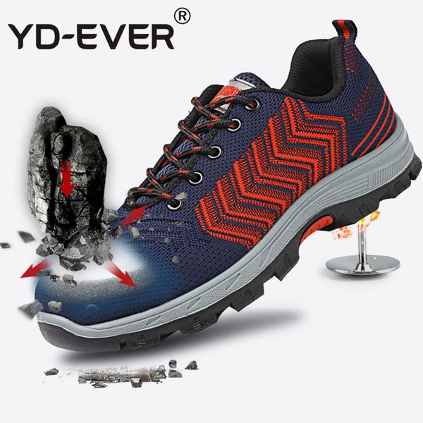 

yd-ever anti skid plus size mesh work safety shoes for men breathable with low help and rubber shoes, Black