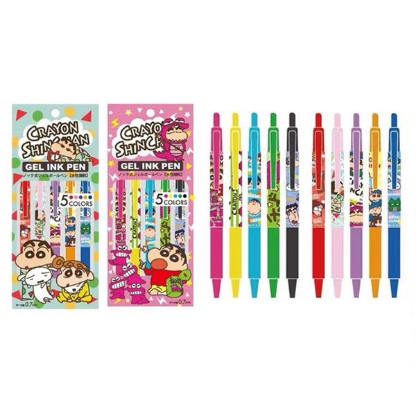 

5pcs/set japan planning 0.7mm crayon shin chan gel pen cute limited color ink pen kawaii school supplies