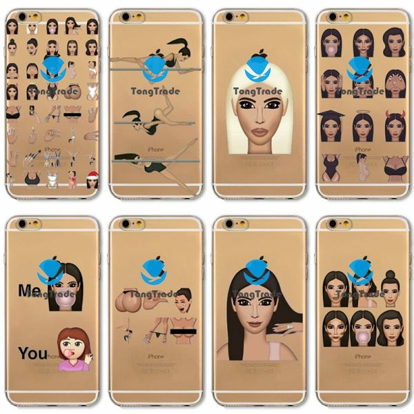 

[tongtrade] soft silicone tpu case for iphone x xs max 11 pro 8 7 6s 6p 5s 5p galaxy s10 s9 kimoji facial expressions custom painted case