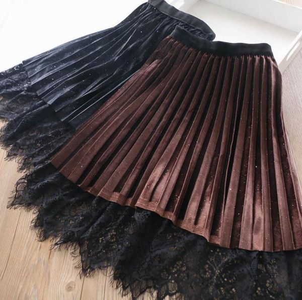 

2020 plus velvet lace skirt girls skirt waist children's clothing wholesale