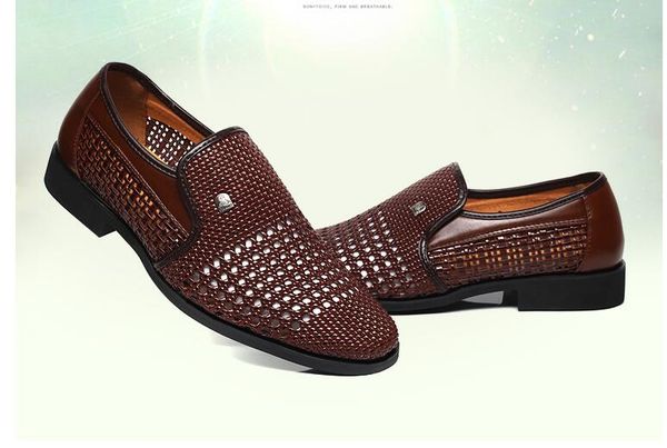 

dad summer sandals breathable shoes sandals for middle-aged mens shoes cut-outs slip on mens leather, Black