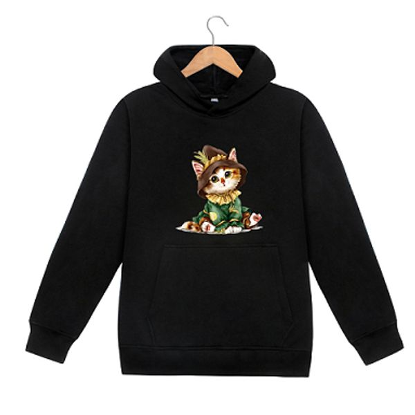 

дизайнер mens женщин толстовки 2019 winter новое прибытие cat животных печать толстовки мужчины с длинным рукавом с капюшоном толстовка женс, Black