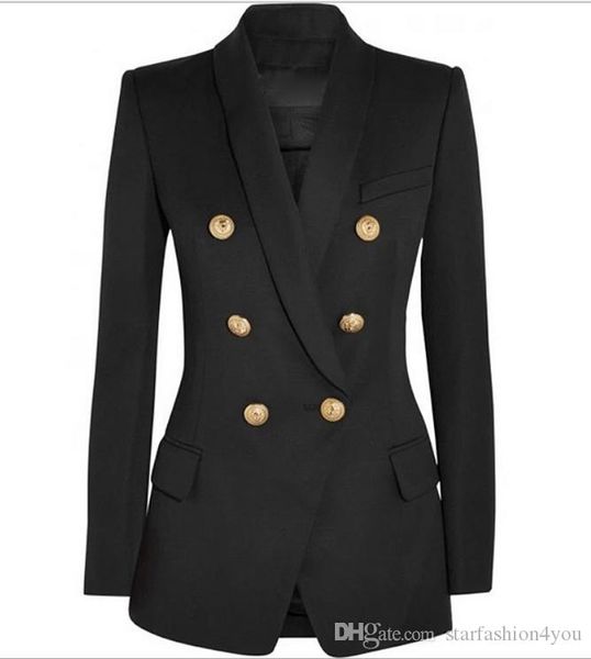 

новые с этикетки марка b лучшие качества оригинальный дизайн женские двубортный тонкий куртка металла пряжки blazer ретро воротником outwear, White;black