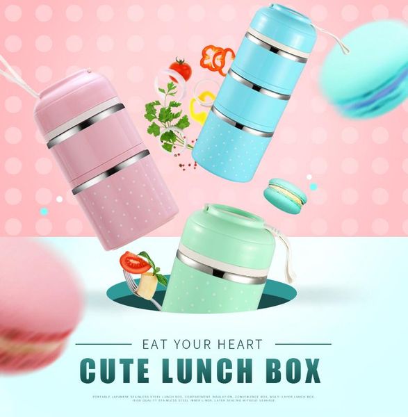 

multi storey bento bags portable stainless steel lunch box home wave point sub lattice heat preservation package