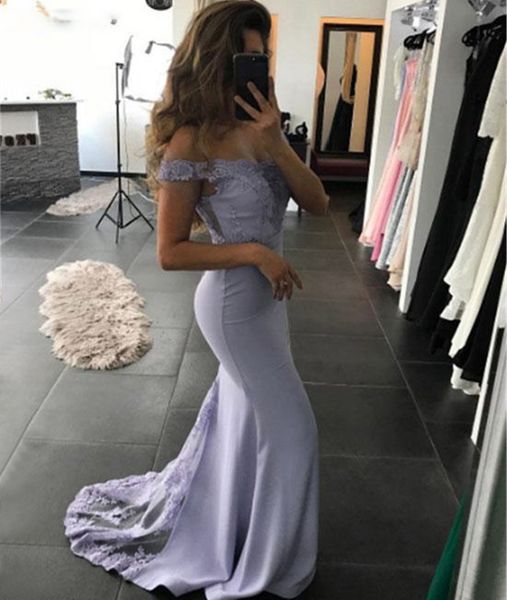 

mermaid evening dresses boat neck off the shoulder elastic satin prom gown 2019 long formal dress cheap, Black;red