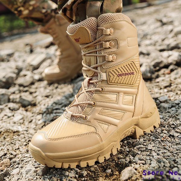 

2019 new brand leather boots special force tactical desert combat men's boots outdoor shoes ankle, Black