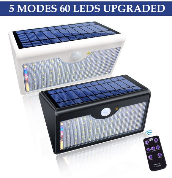 60 lâmpadas solares LED 1300lm Super Bright Upgraded lamp Lights For Outdoor Wall Yard Garden With Five Modes In One Solar Lamps