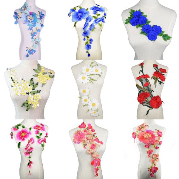 

colorful collar venise floral embroidered applique trim decorated lace neckline collar sewing patches scrapbooking, Pink;blue