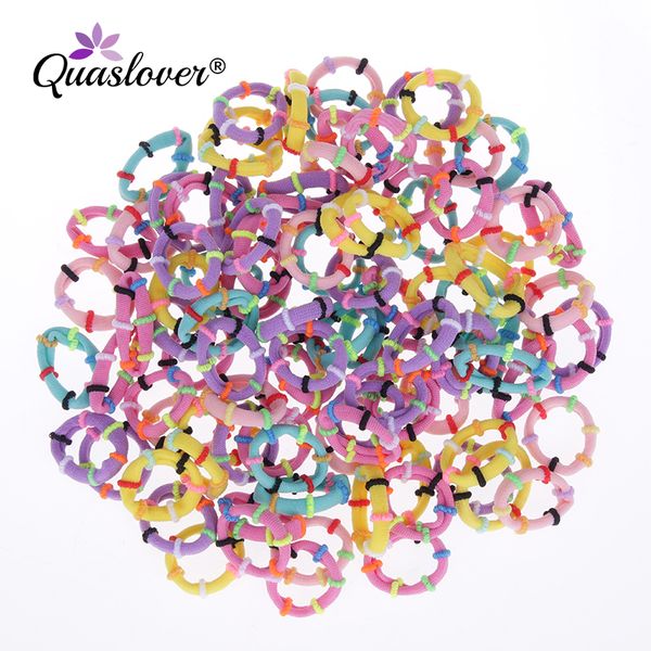 

quasolver 100pcs rainbow candy hairband color women headband elastic hair bands rubber bands creative holders hair accessories