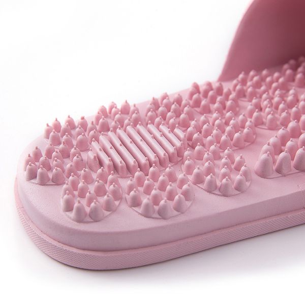 

women summer slippers 2019 indoor non-slip massage shoes solid soft bottom couple slippers home sandals men massage point, Black