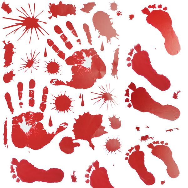 2 stili Horror Halloween Window Clings Vampire Zombie Party Bloody Handprint Footprint Decalcomanie Macchie di sangue Adesivi Decorazioni JK1909KD