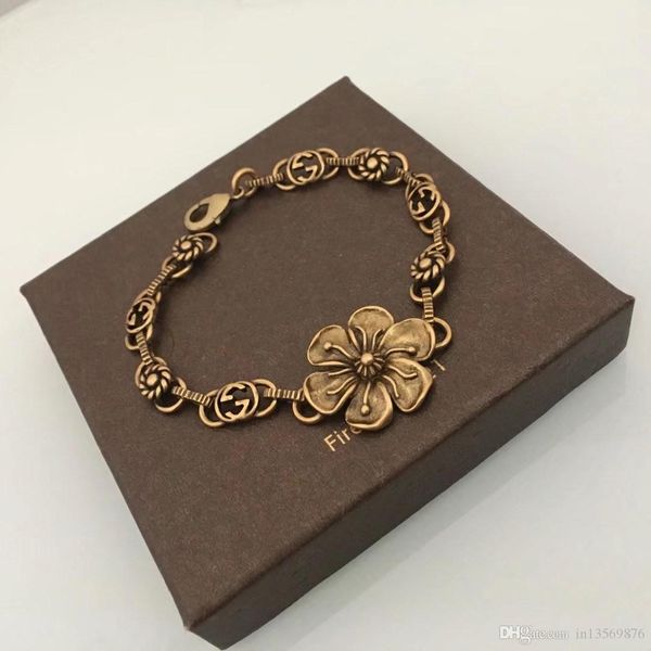 

women female ladies personality exaggerated punk nightclub gold flower letters bracelets bangles wristband ing, Black