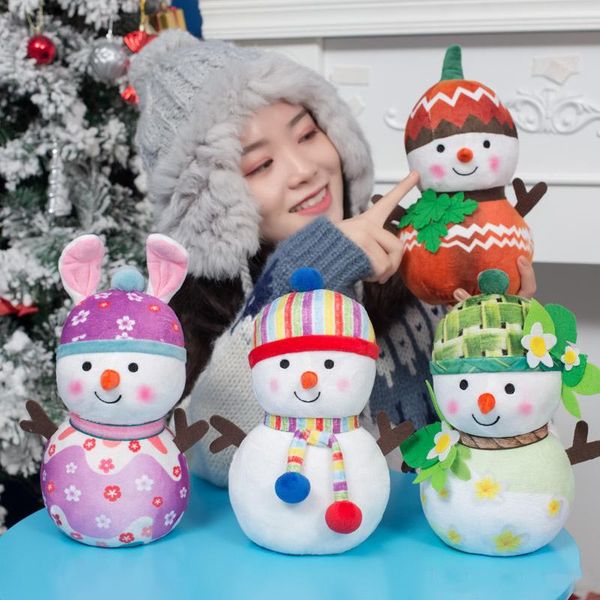 

new creative christmas decoration snowman doll plush toys spring summer autumn winter snowman doll soft pp cotton doll new year gift fa3308