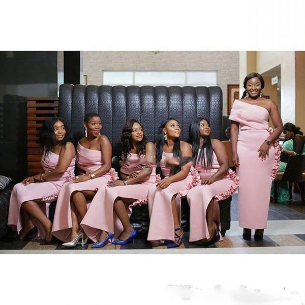 Dusky Pink Bridesmaid платья для свадьбы 2019 Ruched Atinin Off Bege of Change Plasss Plus Размер дешевое платье подружки невесты