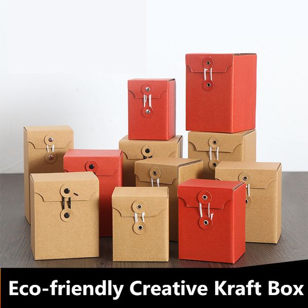 

10pcs/lot creative simple gift box with rope eco-friendly kraft paper diy gift bag cup box candy kawaii party supplies