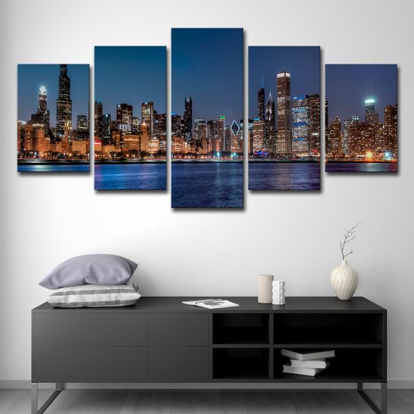 2019 Wall Art Pictures Home Decor Living Room Chicago River Cityscape Painting Canvas Hd Prints City Nightscape Poster From Print Art Canvas 16 41