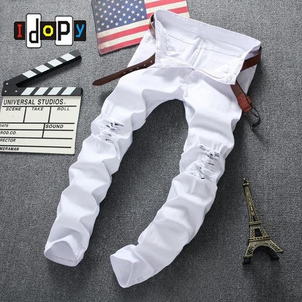 

medium swag mens designer brand black jeans skinny ripped destroyed stretch slim fit hip hop pants with holes for men regular, Blue
