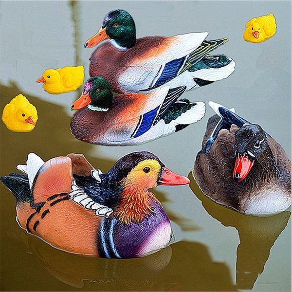 

4x cute mandarin duck statues resin duck pool home garden decoration crafts