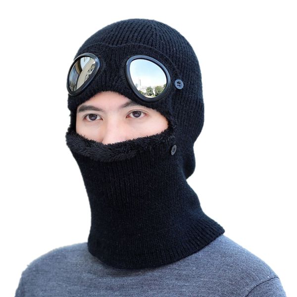 

balaclava neck warmer knitted hat glasses windproof cold mask beanies winter hat men women cap skullies bonnet ski riding hats