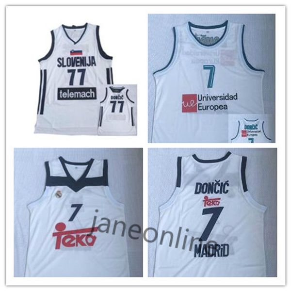 

2019 77 doncic stitched jerseys sport jersey city swingman new shirts luka #7 slovenija real madrid euroleague champion new, Black