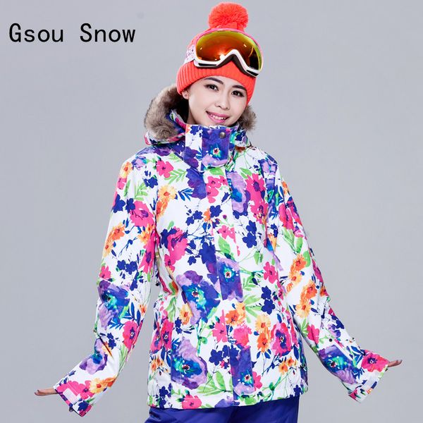 

women ski jacket gsou snow windproof waterproof outdoor sport wear snowboard super warm female clothing skiing coat