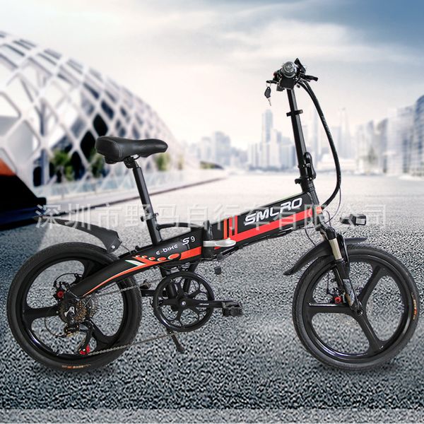 

off-road mountain folding road bike factory wholesale electric bicycle 20-inch folding variable speed lithium battery 36v350w power battery, Silver;blue