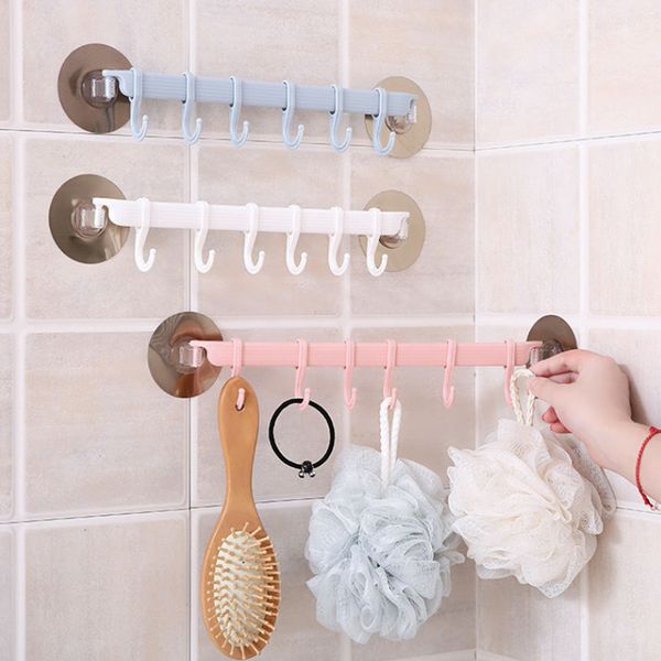 

storage hook finished traceless multi-function modern cabinet kitchen closet household stick-hook storage rack with 6 hooks