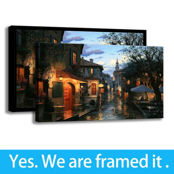 

wall art picture painting print on canvas home decor magic evening wall decor - ready to hang - framed