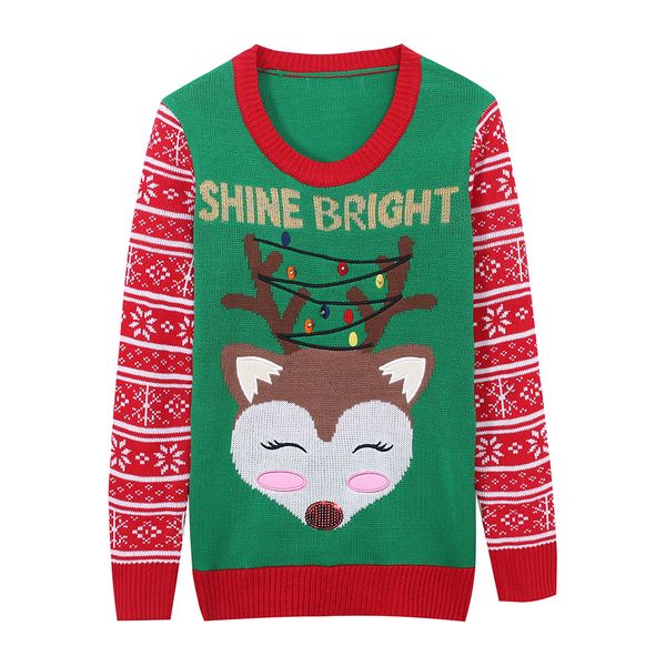 

led light-up вязаный некрасивый джемпер свитер санта-клаус рождество шаблон рождество свитер зеленый топ мужская женская одежда любовь, White;black