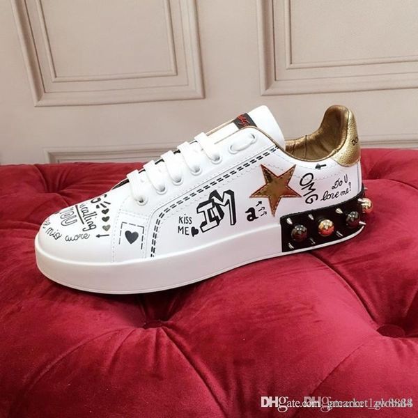

new men printed calfskin sneakers with patch and embroidery male luxury designer shoes men's and women's sneakers size 35-45 with, Black
