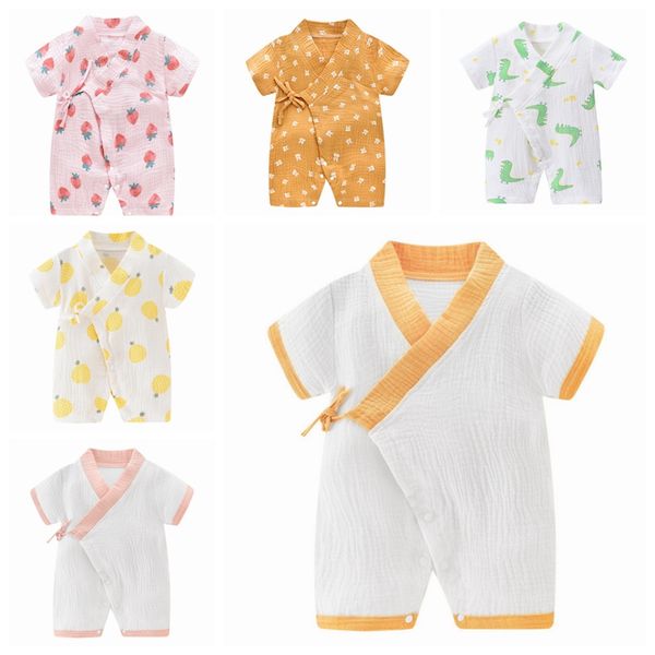 Macacão de bebê Japão Padrão Infantil Menino Romper 100% Algodão Meninas Recém-nascidos Macacões de Manga Curta Criança Escalada Roupas 8 Estilos DW3869