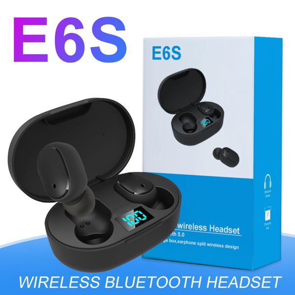 

mini tws e6s bluetooth 5.0 earphones for iphone android devices wireless stereo in-ear sports earbuds with led digital charging box