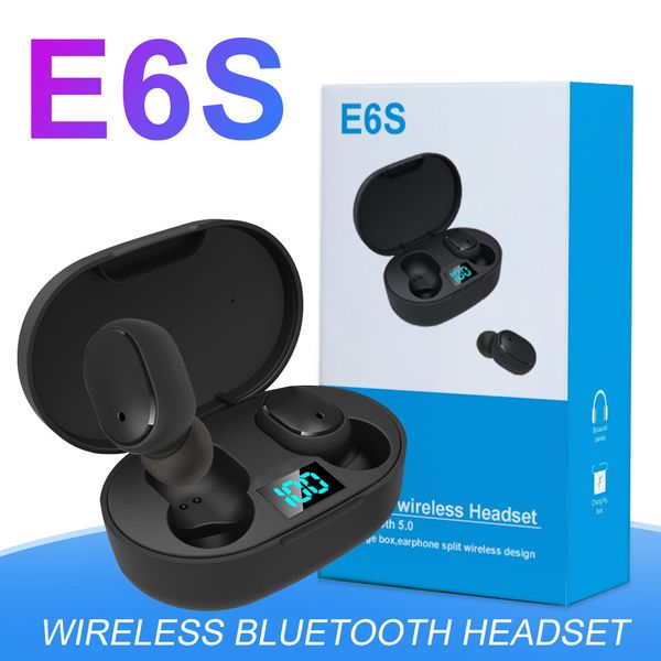 

mini e6s bluetooth 5.0 earphones for iphone android devices wireless stereo in-ear sports earbuds with led digital charging box