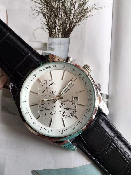 

men's watch brand luxury quartz watch casual leather sports watch boss male clocks and beautiful decorative dial time zone does no, Slivery;brown