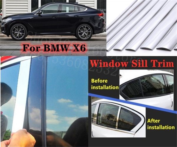 

puou high-quality car full window pillar trim cover stainless steel chrome decoration for x6 2015-2016 car styling