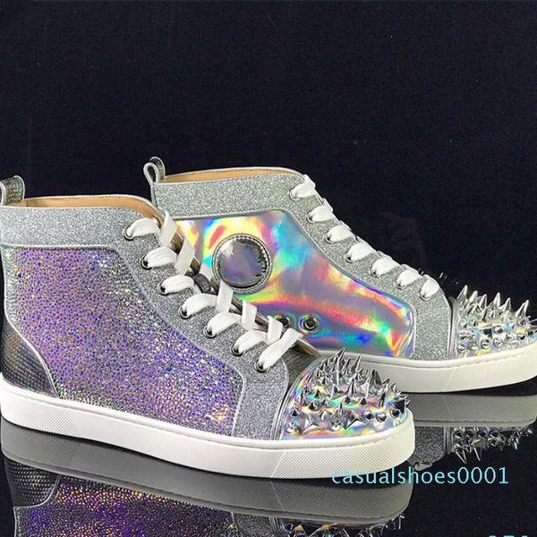 

дизайнерская обувь мужчины женщины chaussures шипованные шиповые кроссовки тройной черный белый красный кожа замша плоские днища повседневна, Black