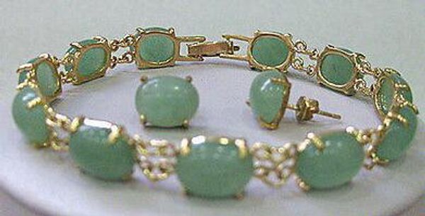 

nuevo estilo caliente venta natural aventurina verde pendientes pulsera conjunto moda fiesta de boda joyerÃ­a, Black