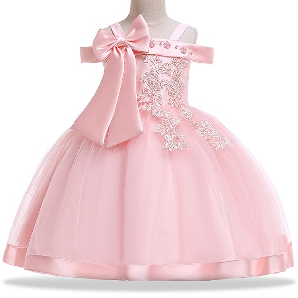 

girls wedding dress pink red wine shoulderless summer princess costume kids dresses for girls birthday party dress girl performance dresses, Red;yellow