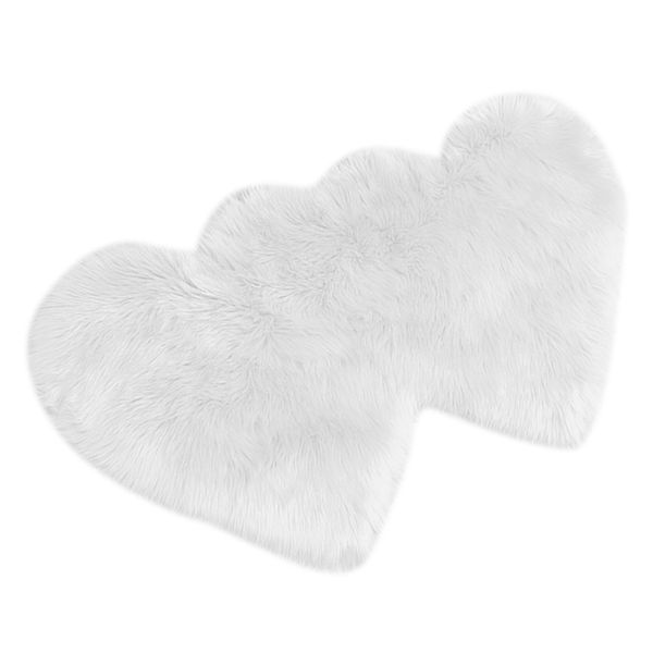 

2pcs heart shaped faux sheepskin sofa cover seat pad shaggy area rugs for bedroom floor