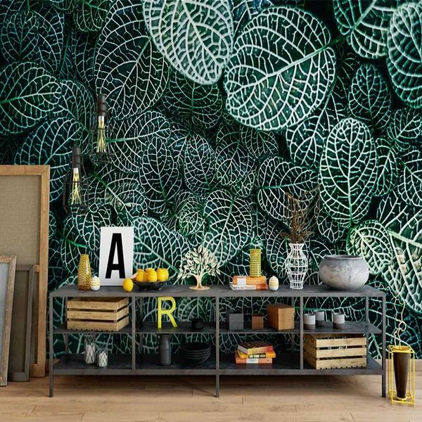 

drop shipping custom 3d p wallpaper abstract leaves modern art wall murals decoration waterproof canvas wallpaper