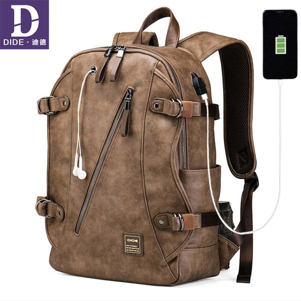 

dide anti theft backpack male usb charging backpack school bag men travel back pack leather bagback waterproof large capacity