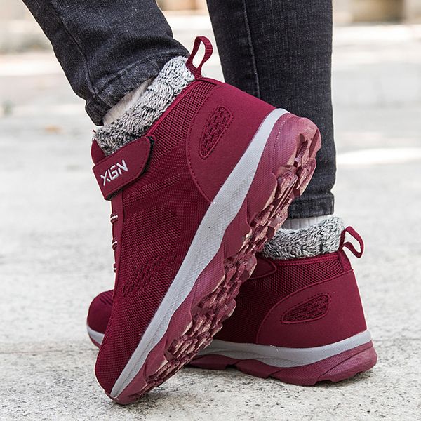 

women boots women's fashion casual winter ankle boots snow winter warm mother walking shoes short ankle botas mujer, Black